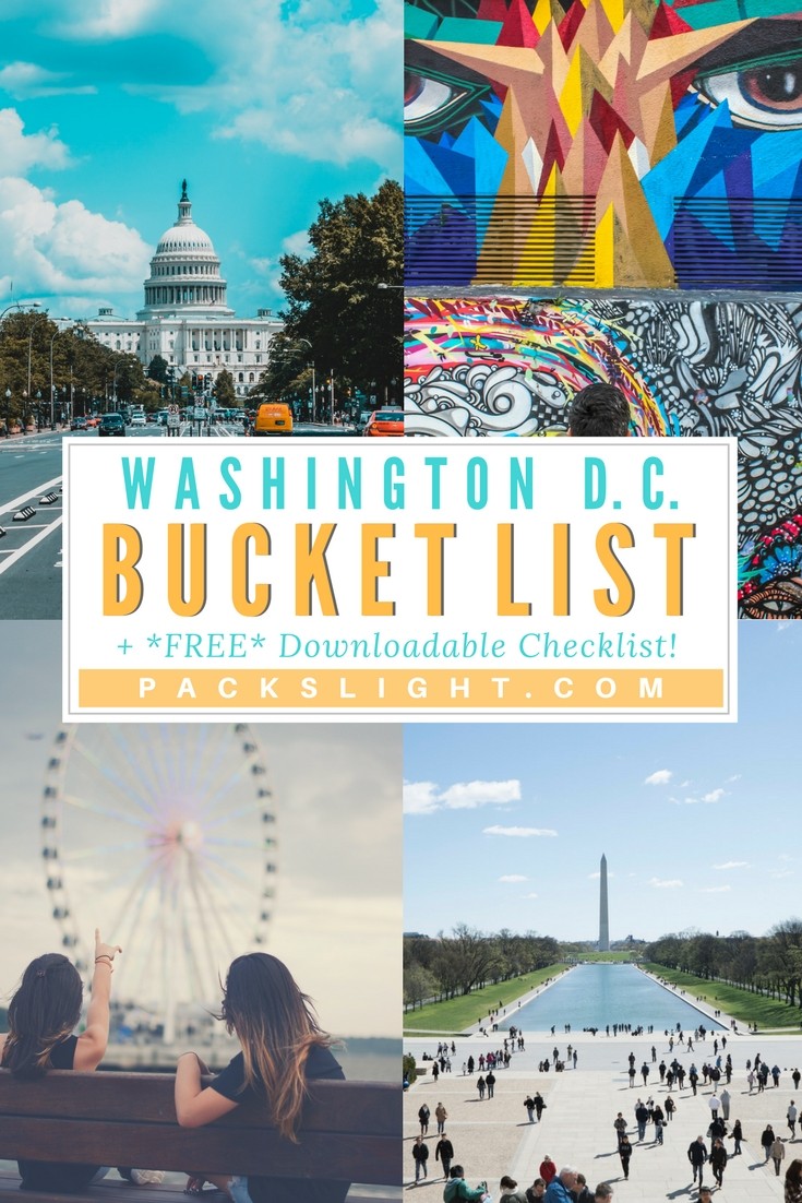 Click through to see a bucket list of 74 ideas for exploring and experiencing Washington DC! AND, download your own blank, printable pdf of the bucket list for your next trip. #WashingtonDC #ThingstodoinDC #DC