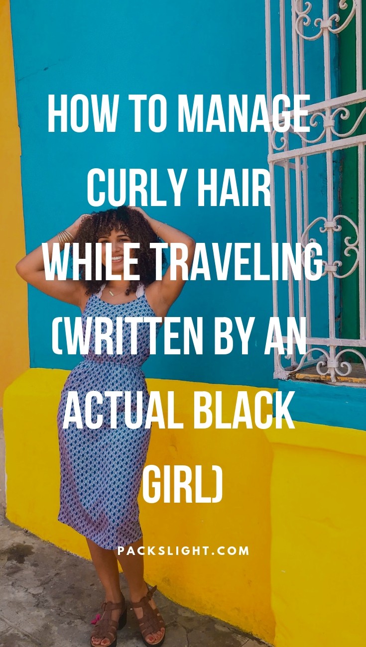 Everything you could possibly need to know about traveling with curly hair. Products, style ideas, TSA information, and much more. #curly #curlyhair #howtodocurlyhair #curlystyles #curlybangs #travelingwithcurlyhair