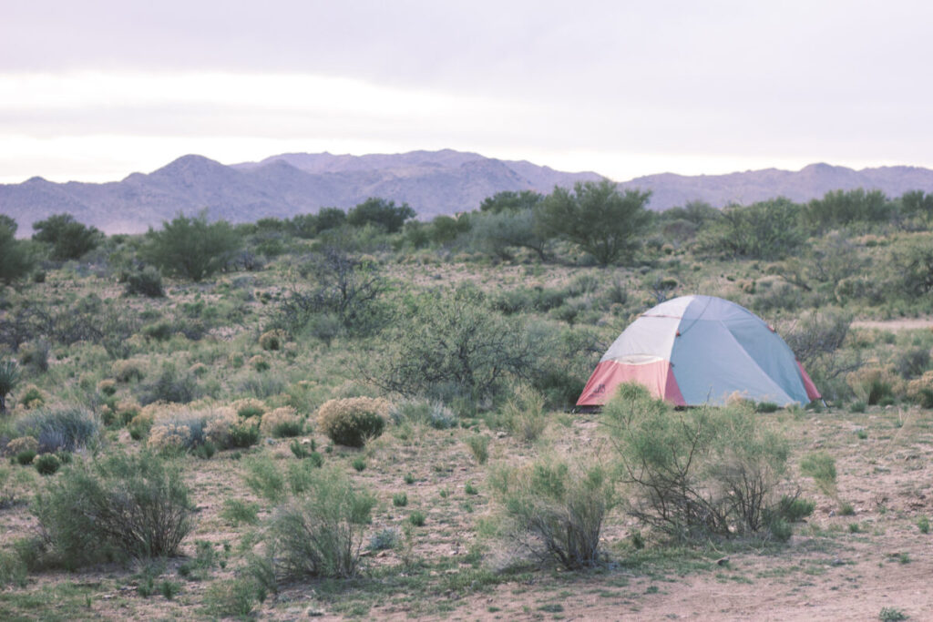 Campsite in Yarnell, Arizona on BLM land