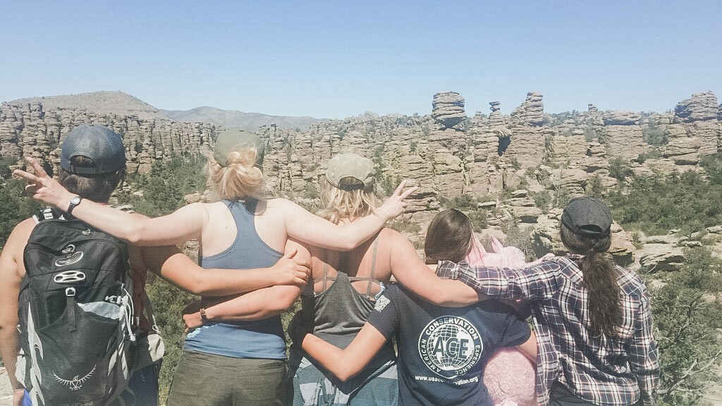 Hiking with Corps members on off days in Chiricahua, Arizona