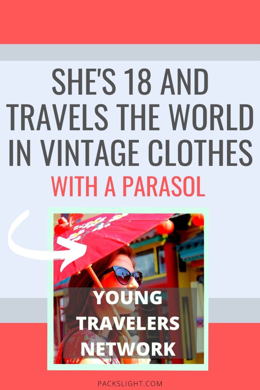 Tiffany, 18, takes her vintage fashion and parasol around the USA. Her unique style makes her more confident and leads her to new friendships in her travels